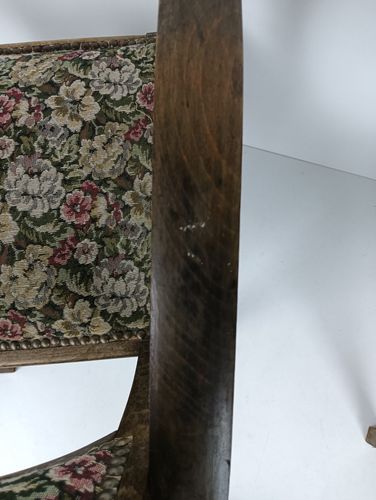 photo furniture Pair Art Deco Bridge Chairs Wood Antique Needlepoint Fabric Hobnails Rare Find