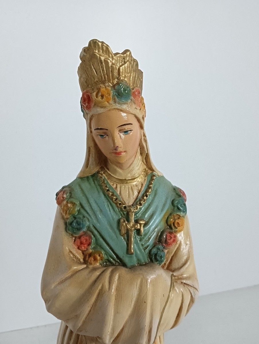 Large Rare Statue Our Lady Of La Salette Madonna Piange France Children Polych photo furniture