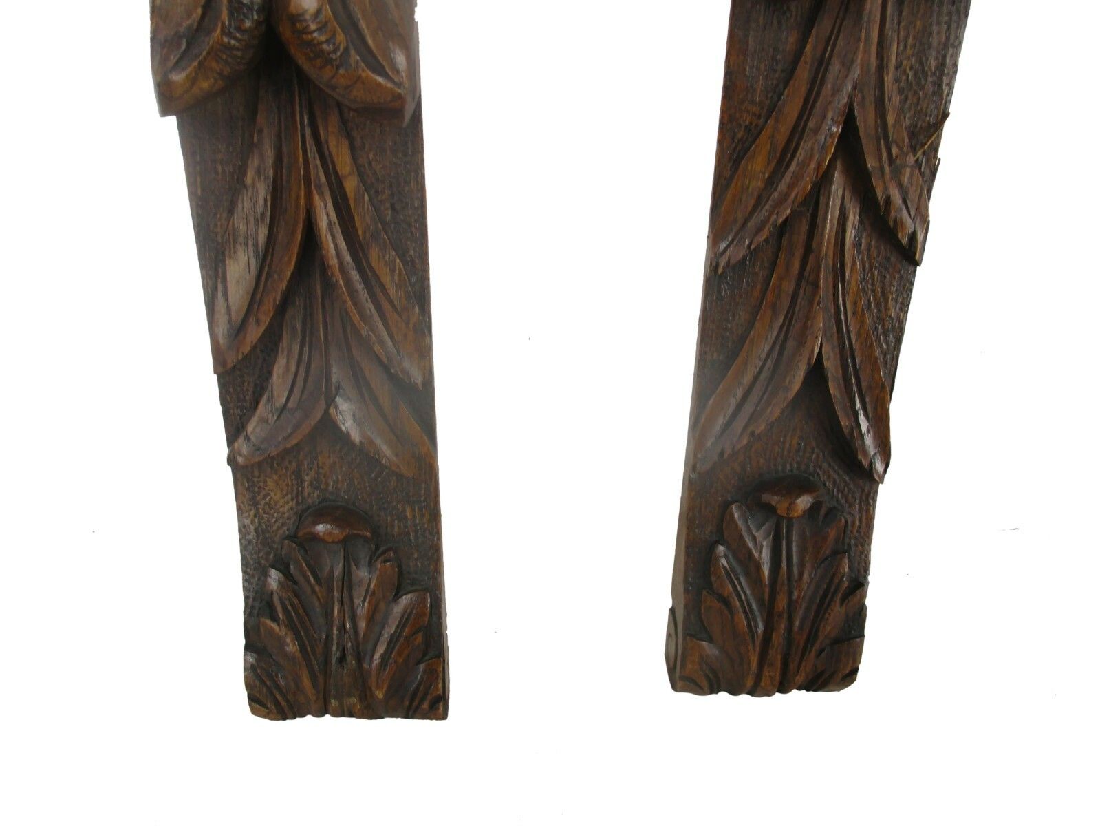 Antique Gothic Pair Antique Corbels Hand Carved Wood Pediments Architectural Wow photo 260.0