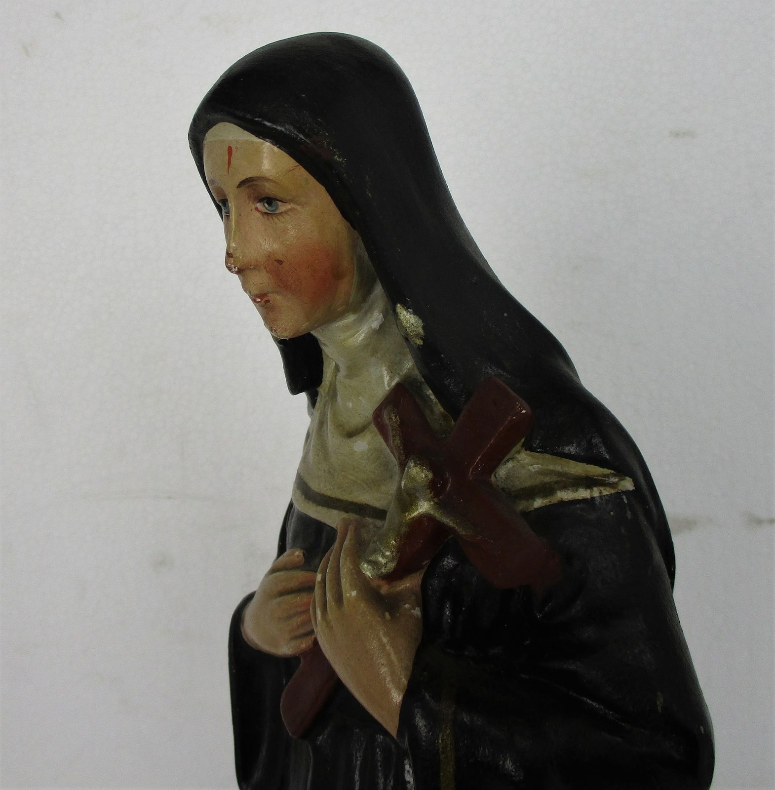 Htf Statue St Saint Rita Of Cascia Plaster Patroness Impossible Causes Bees 15.9 photo vinterior