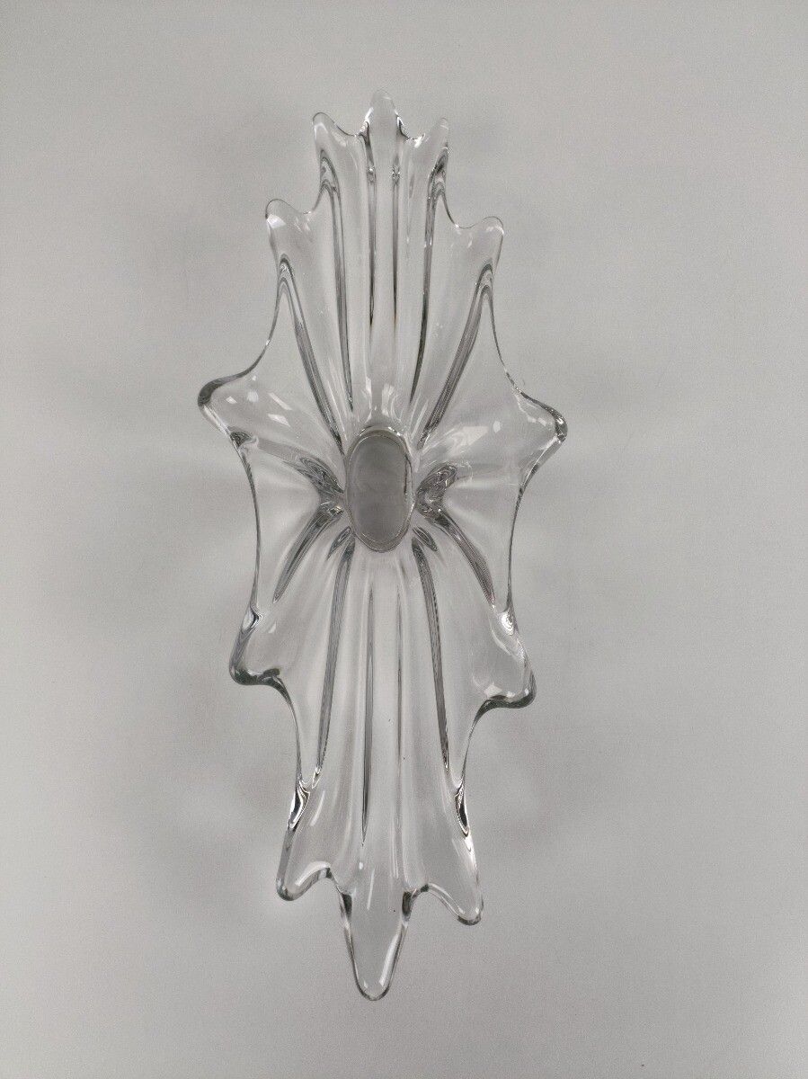 Italian Clear Bowl Dish Centerpiece Murano Seguso Art Glass Modernist Decorative photo furniture