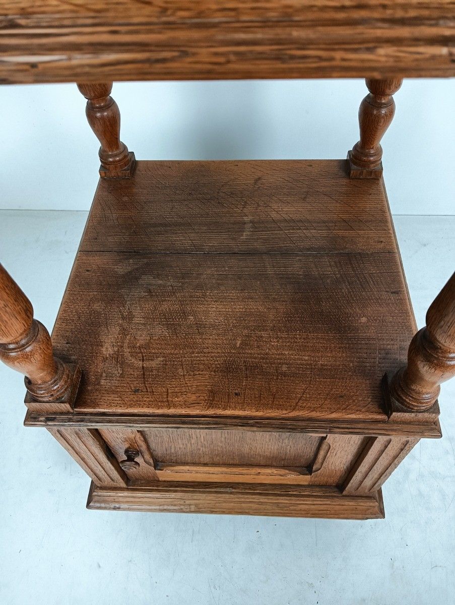 Antique Art Deco Nightstand Carved Wood  Two Tier End Table Bedroom Cabinet Pine photo vintage