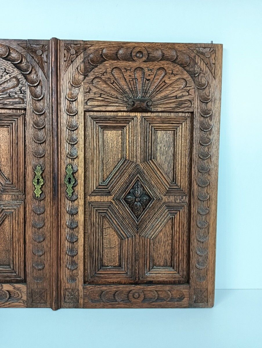Pair Antique Door Panels Carved Wood Ornate Stunning Architectural Reclaimed Sal photo Home Fixtures