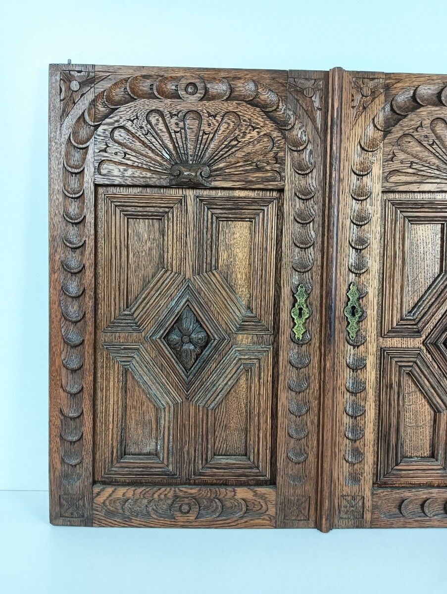 Pair Antique Door Panels Carved Wood Ornate Stunning Architectural Reclaimed Sal photo 405.0