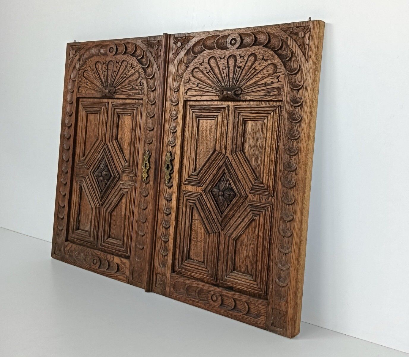 Pair Antique Door Panels Carved Wood Ornate Stunning Architectural Reclaimed Sal photo vinterior
