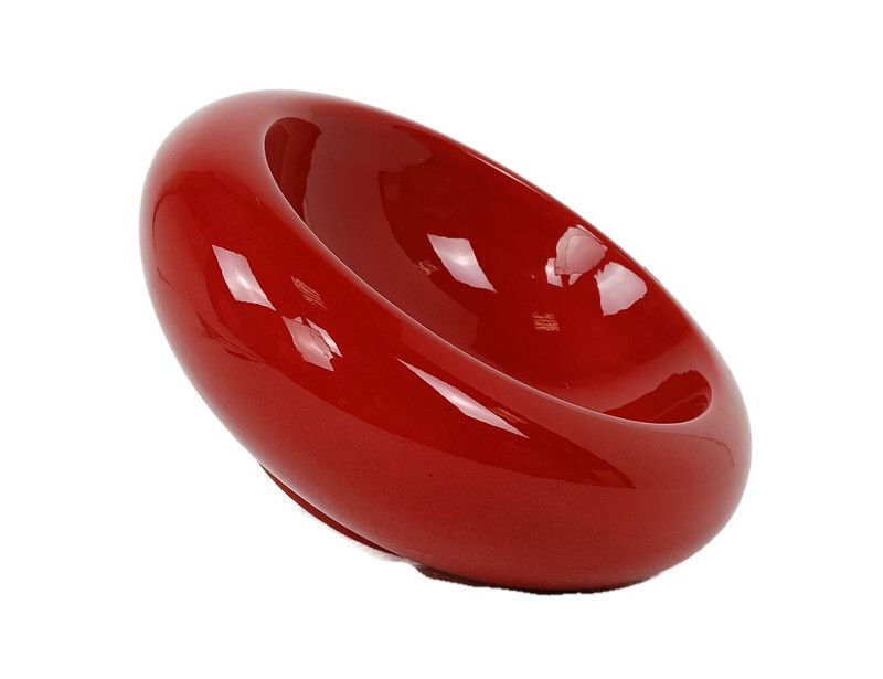 Pino Spagnolo For Sicart Italy, 1960/70's Space Age Dish Bowl Collector Red Ce