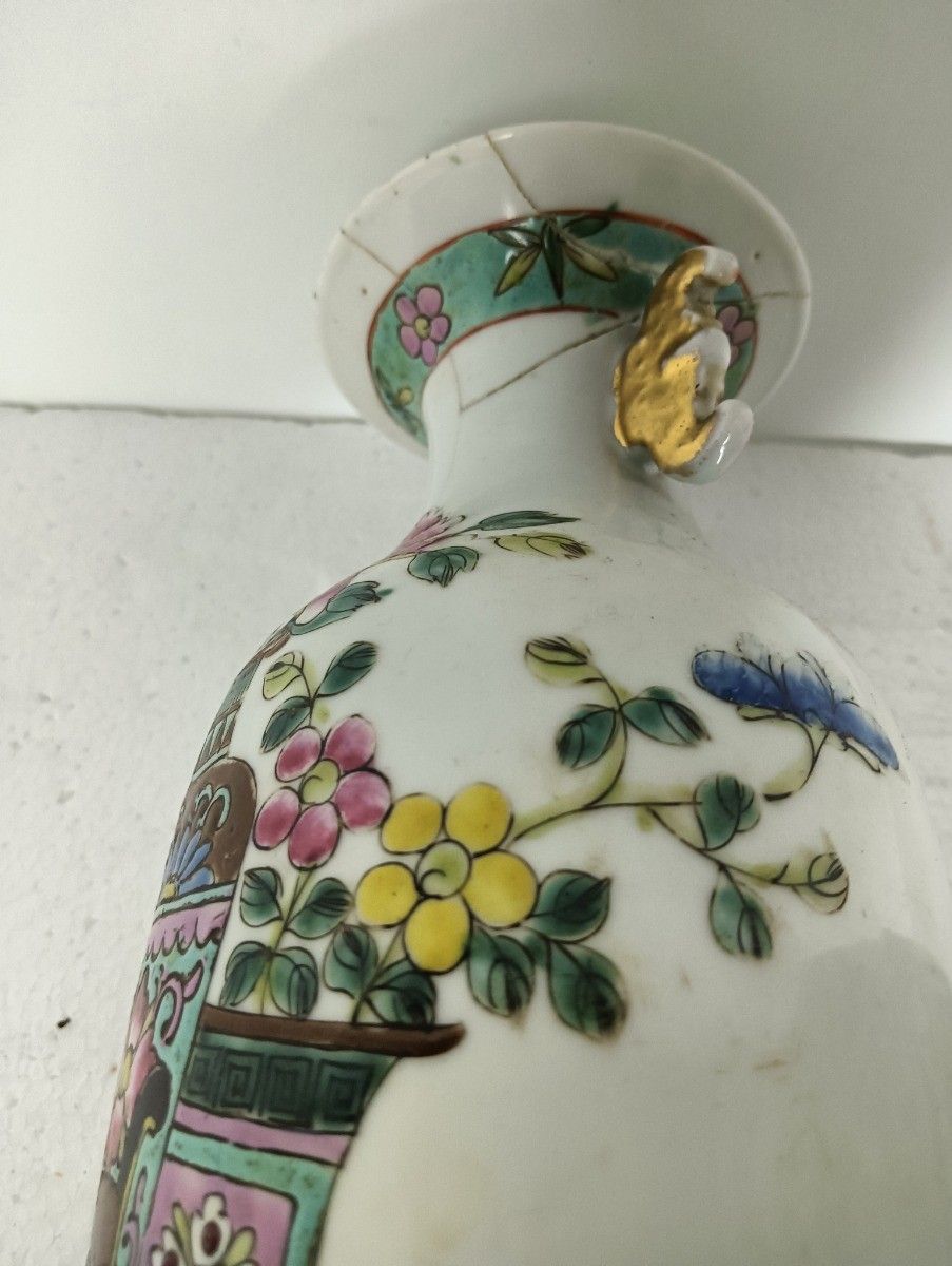 photo furniture China  . Qing A Couple Of Chinese Famille Rose Porcelain Vase Vaso Cinese Ch
