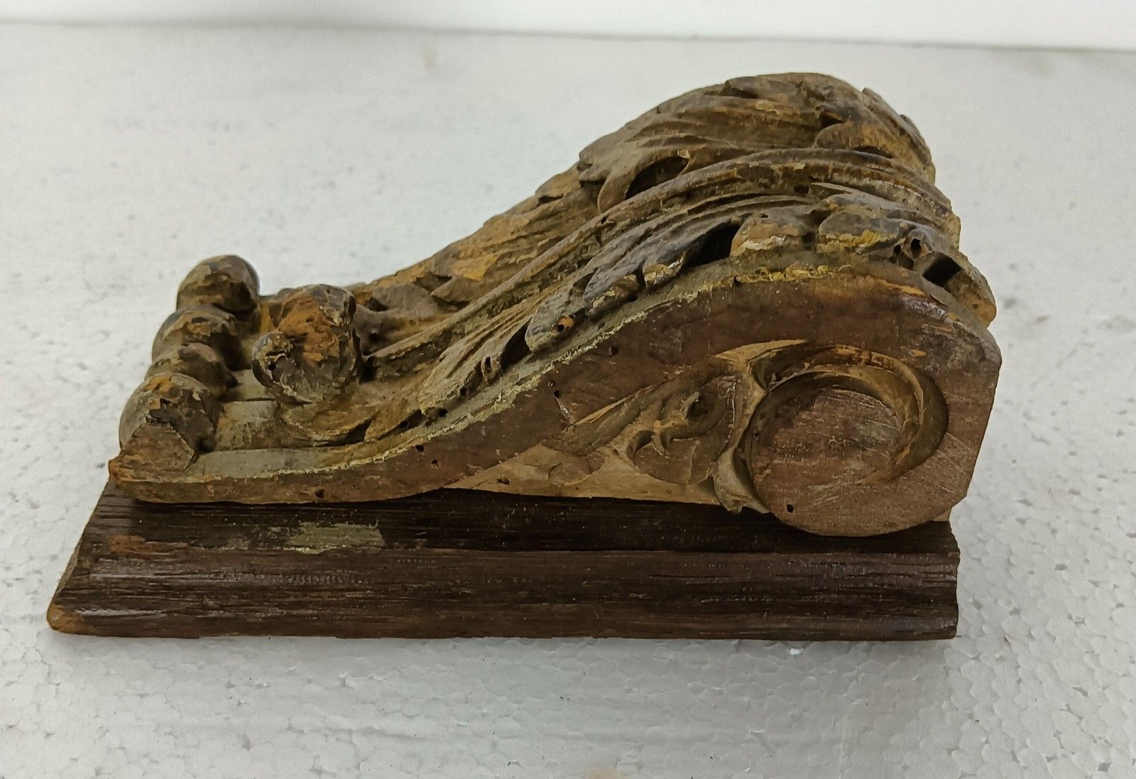 Stunning Hand Carved  Wooden Antique Corbel Trim Gold Gilded Wall Hanging Reclai photo 81.0