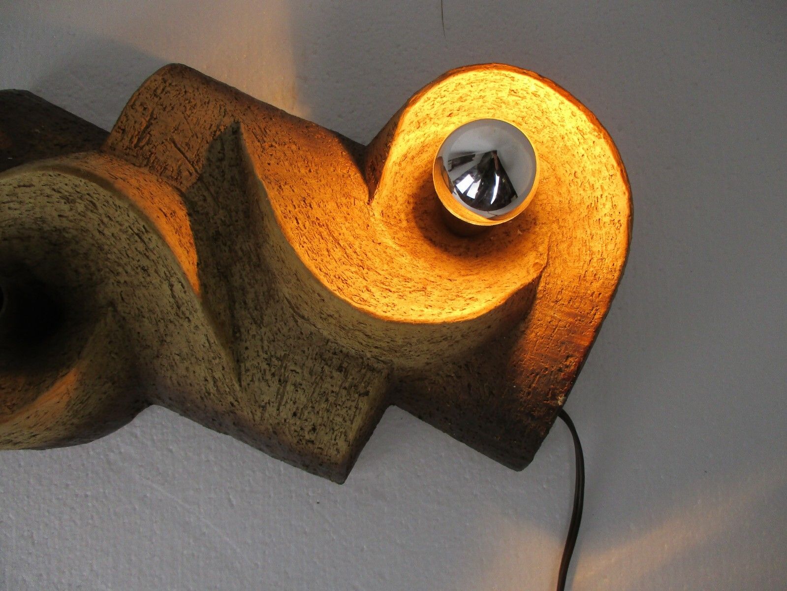Wall Mounted Light Sconce  Brutalist Retro Lamp Earthenware Stoneware Dutch Wow photo furniture
