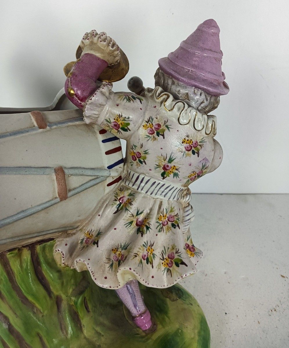 Sweet Figurine Indoor Planter  Musicians Porcelain Group Meissen Attributed Germ photo 567.0