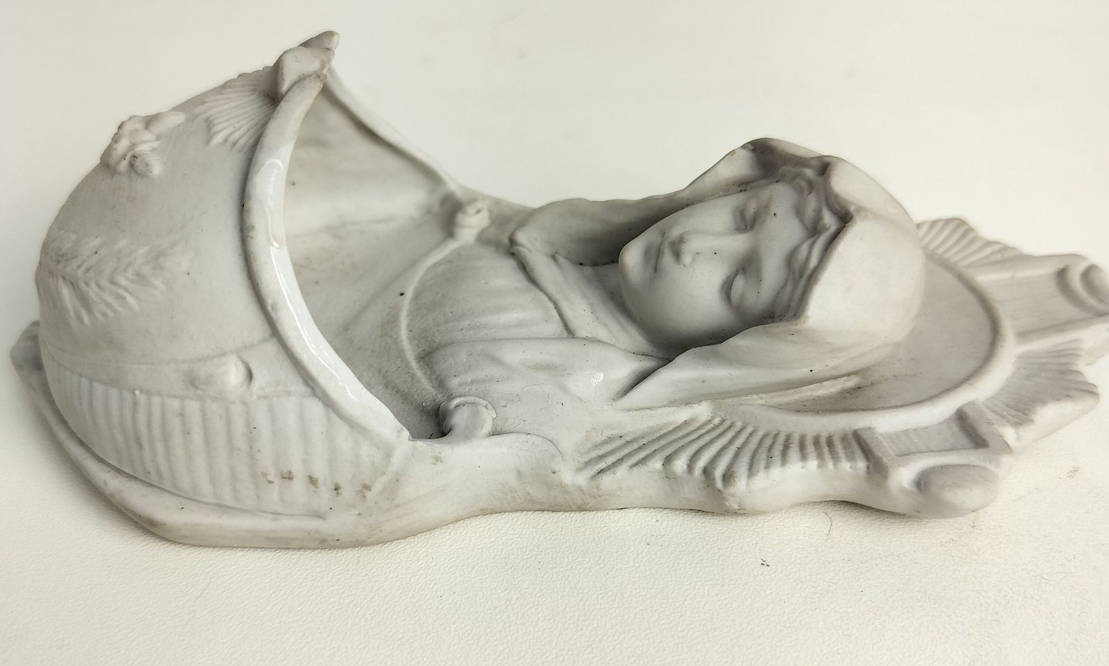 Antique Holy Water Font Vessel Bisque Porcelain White  Virgin Mary Madonna photo buy