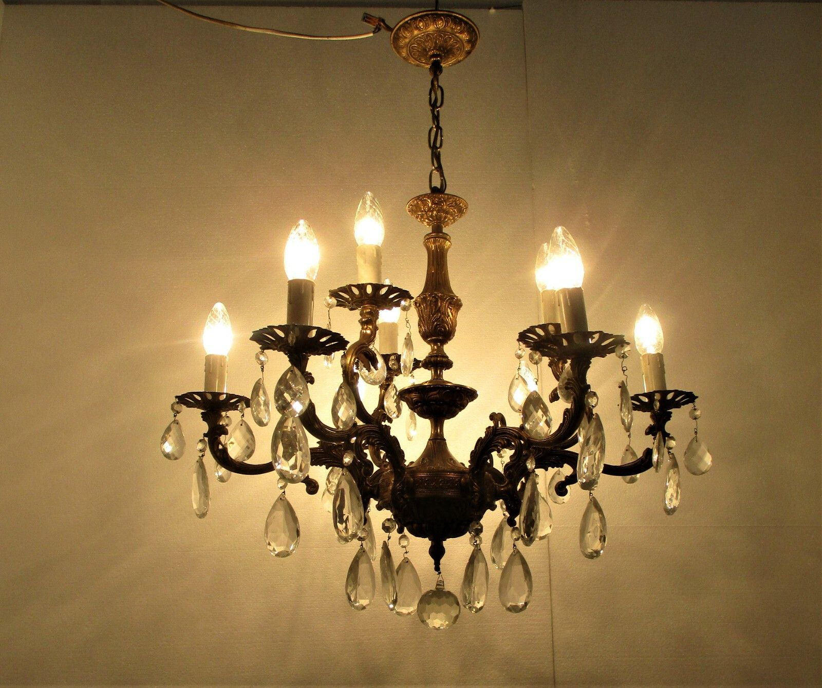 10 Arm Lights Chandelier Revival French Empire Style Brass Ornate Prisms Wow photo Lighting