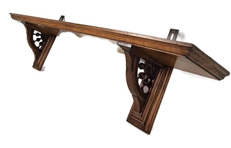 Breton France Carved Wooden Shelf Unit Wall Hanging Antique Beautiful Barn Farmh