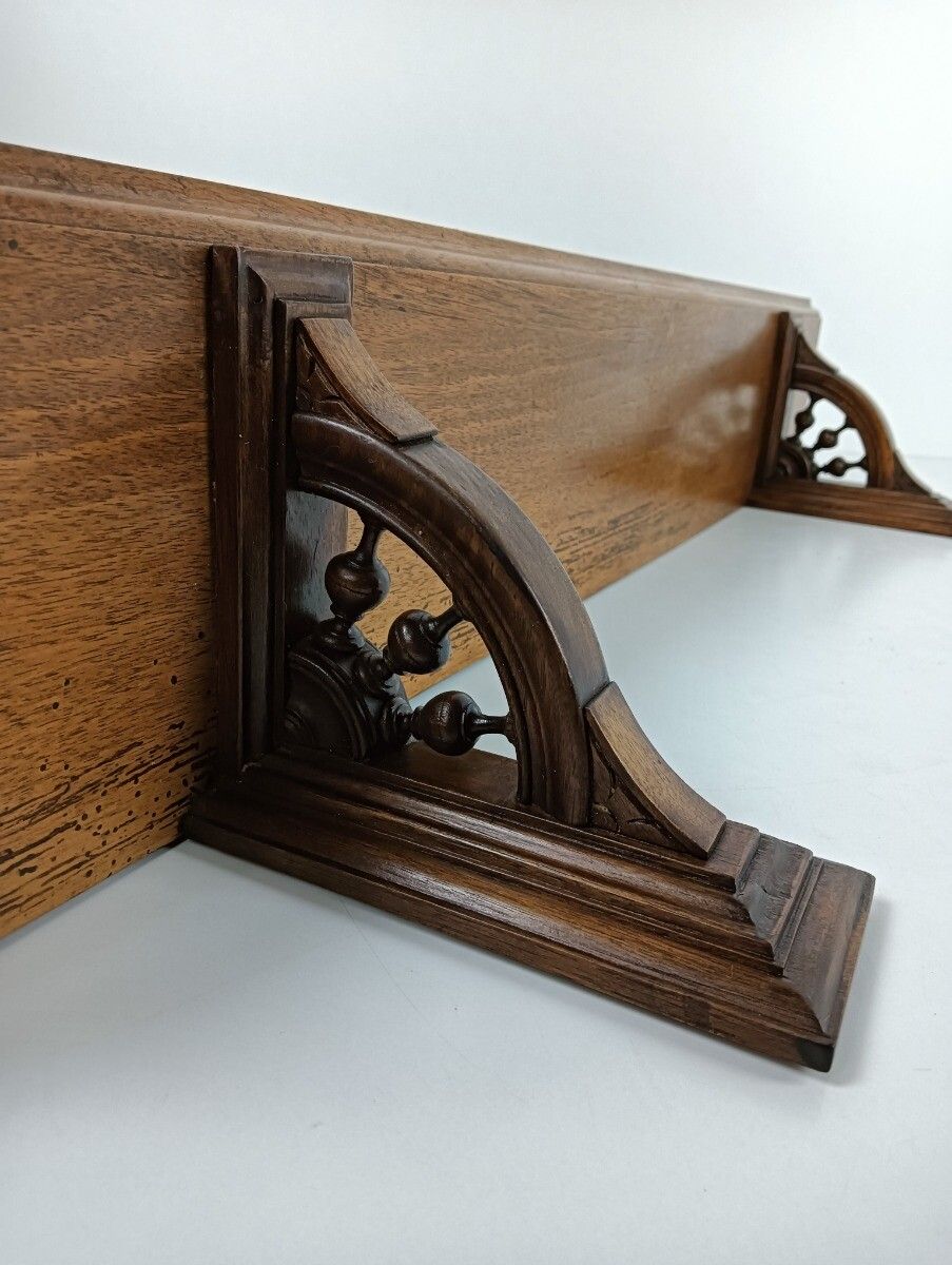 Breton France Carved Wooden Shelf Unit Wall Hanging Antique Beautiful Barn Farmh photo Furniture