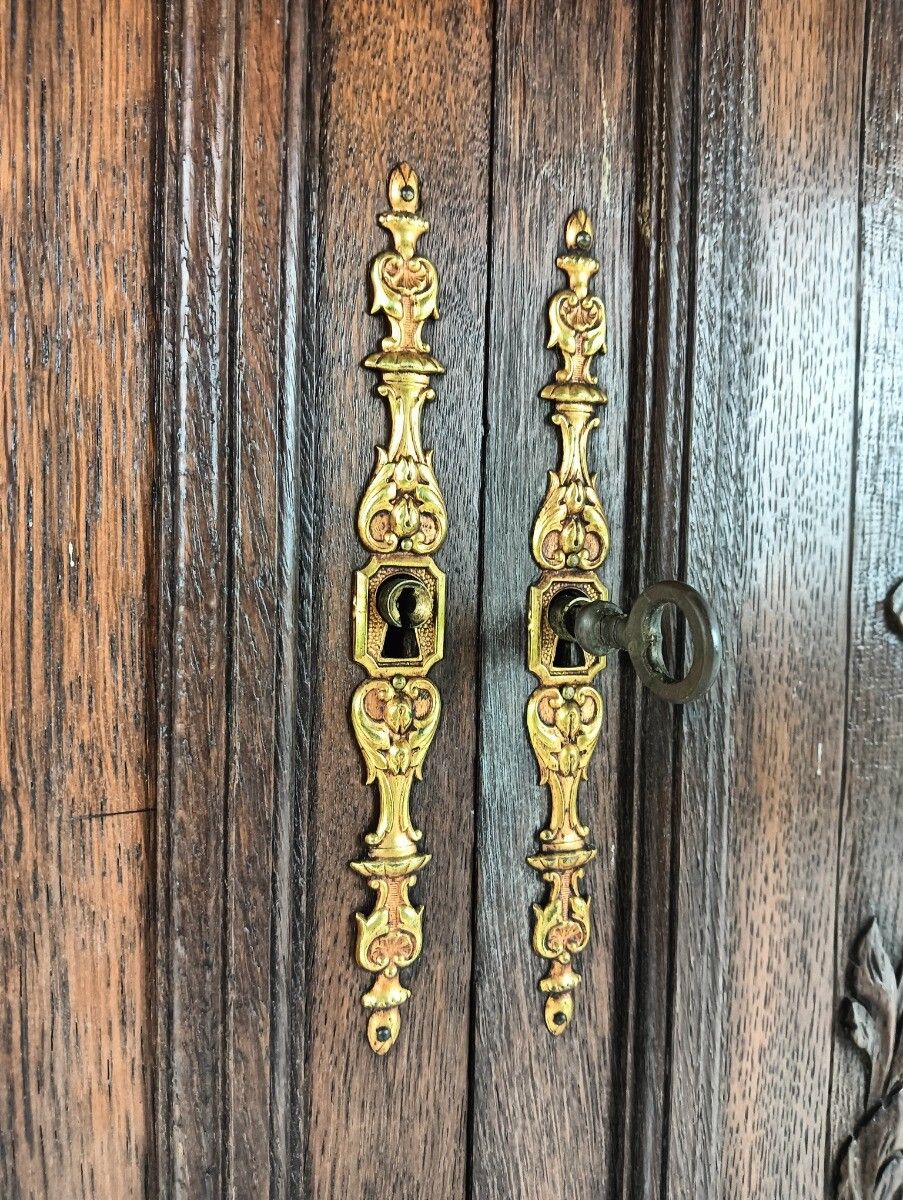 Antique Pair Door Panels Doors Cabinet Carved Wood Reclaimed Architectural Salva photo vintage