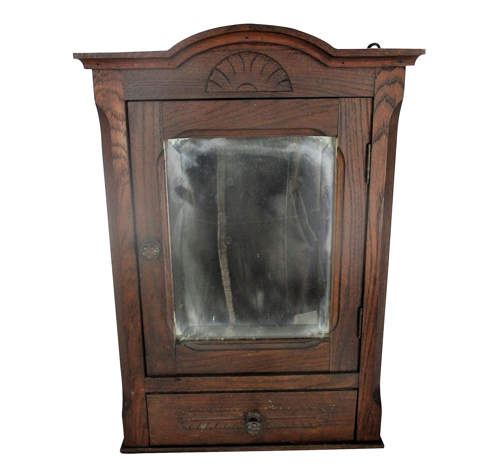 Kitchen Apothecary Medicine Bathroom Wall Cabinet Oak Beveled Glass Mirror Mid C