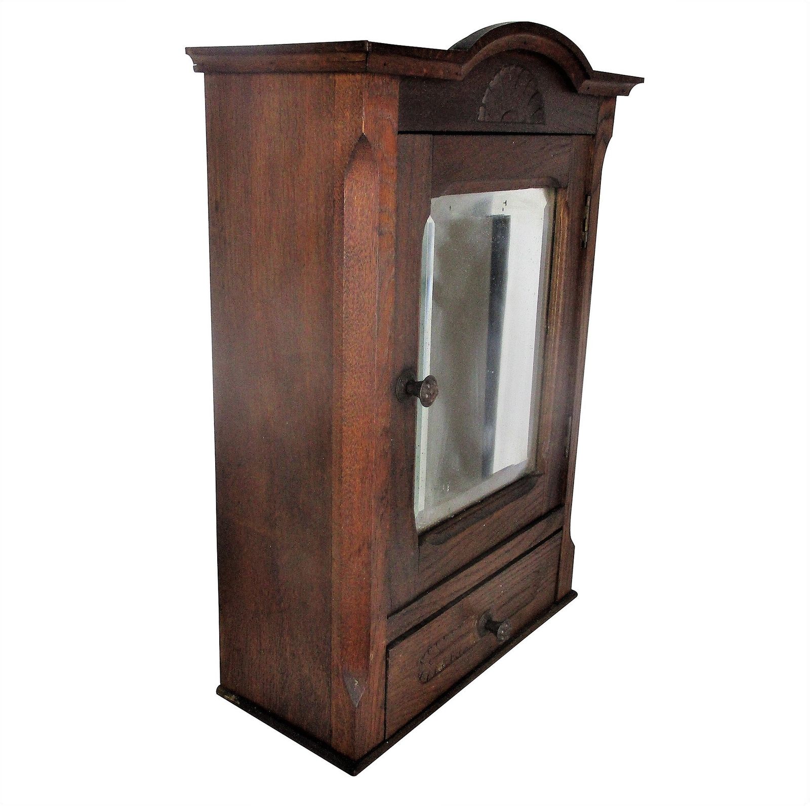 Kitchen Apothecary Medicine Bathroom Wall Cabinet Oak Beveled Glass Mirror Mid C photo 244.0