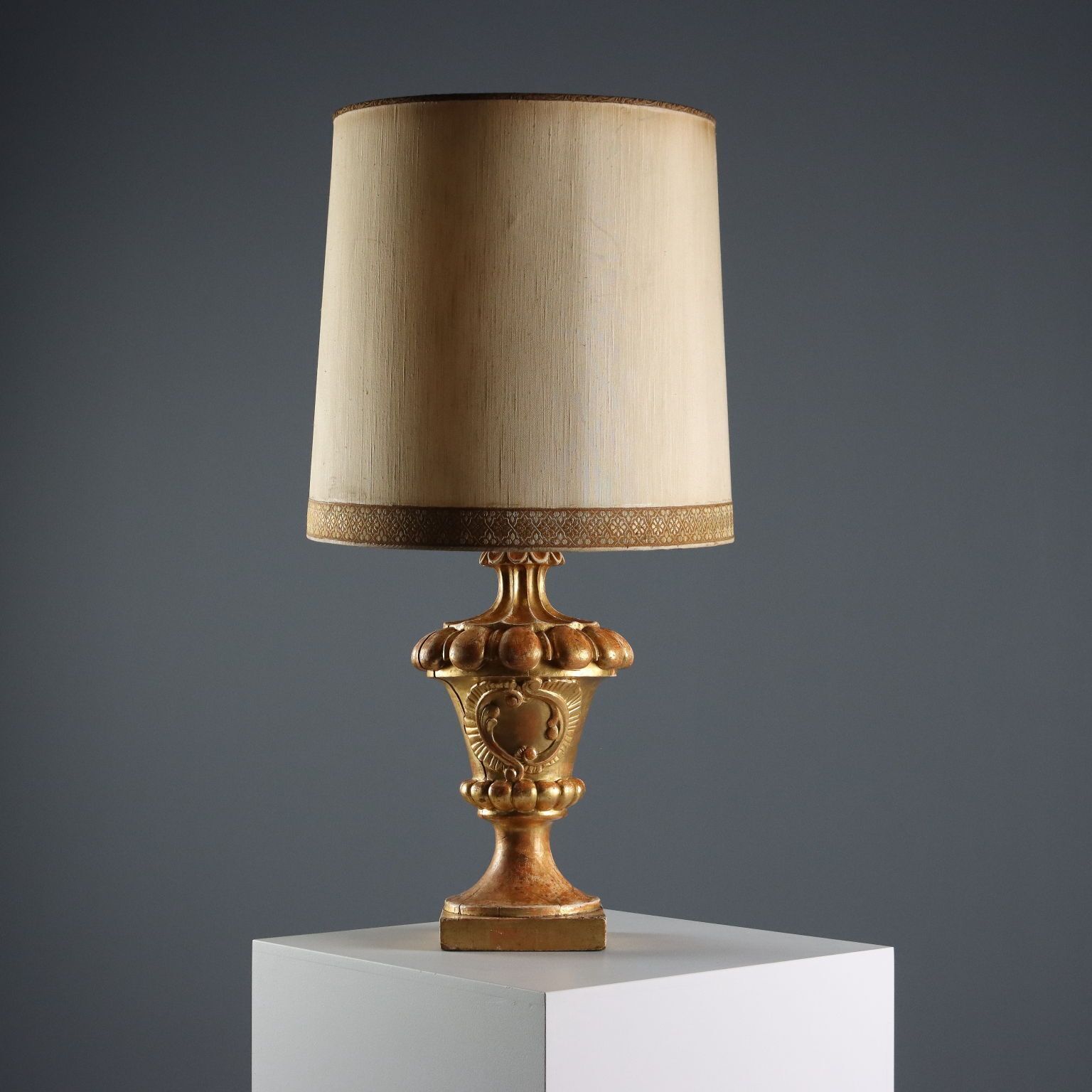 Antique Lamp Eclectic Gilded Wood Carved XIX Century