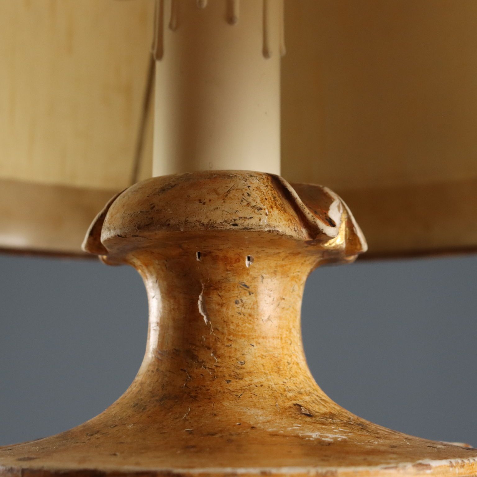 Antique Lamp Eclectic Gilded Wood Carved XIX Century photo for sale