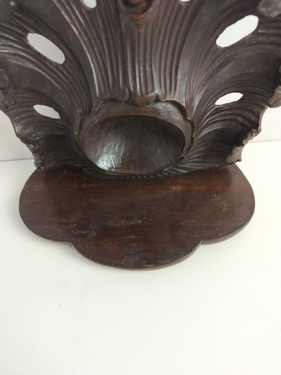 Small Hand Carved Wood Wooden Console Wall Hanging Shell Form Lovely photo 81.0