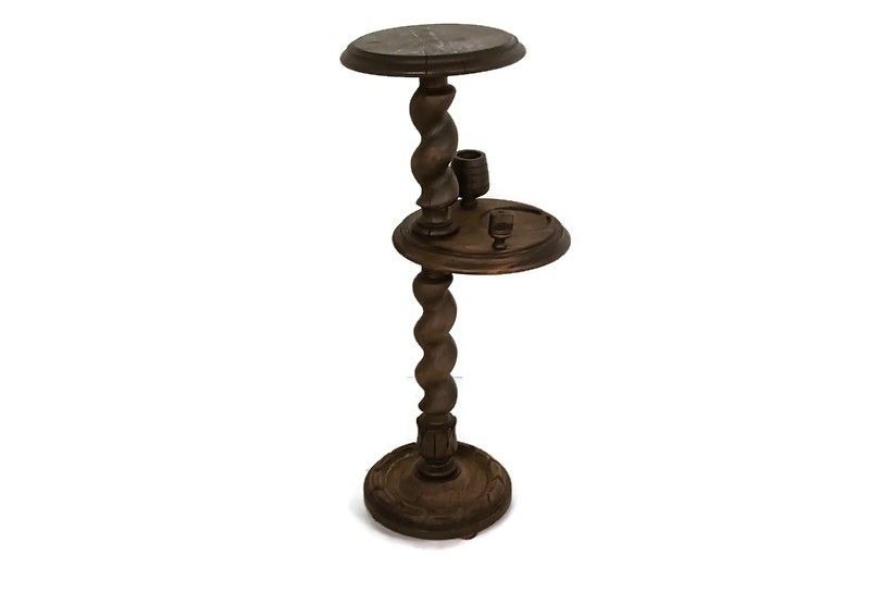 Barley Twist Vintage Pedestal Plant Stand Side Table Two Tier Smokers Table Carv