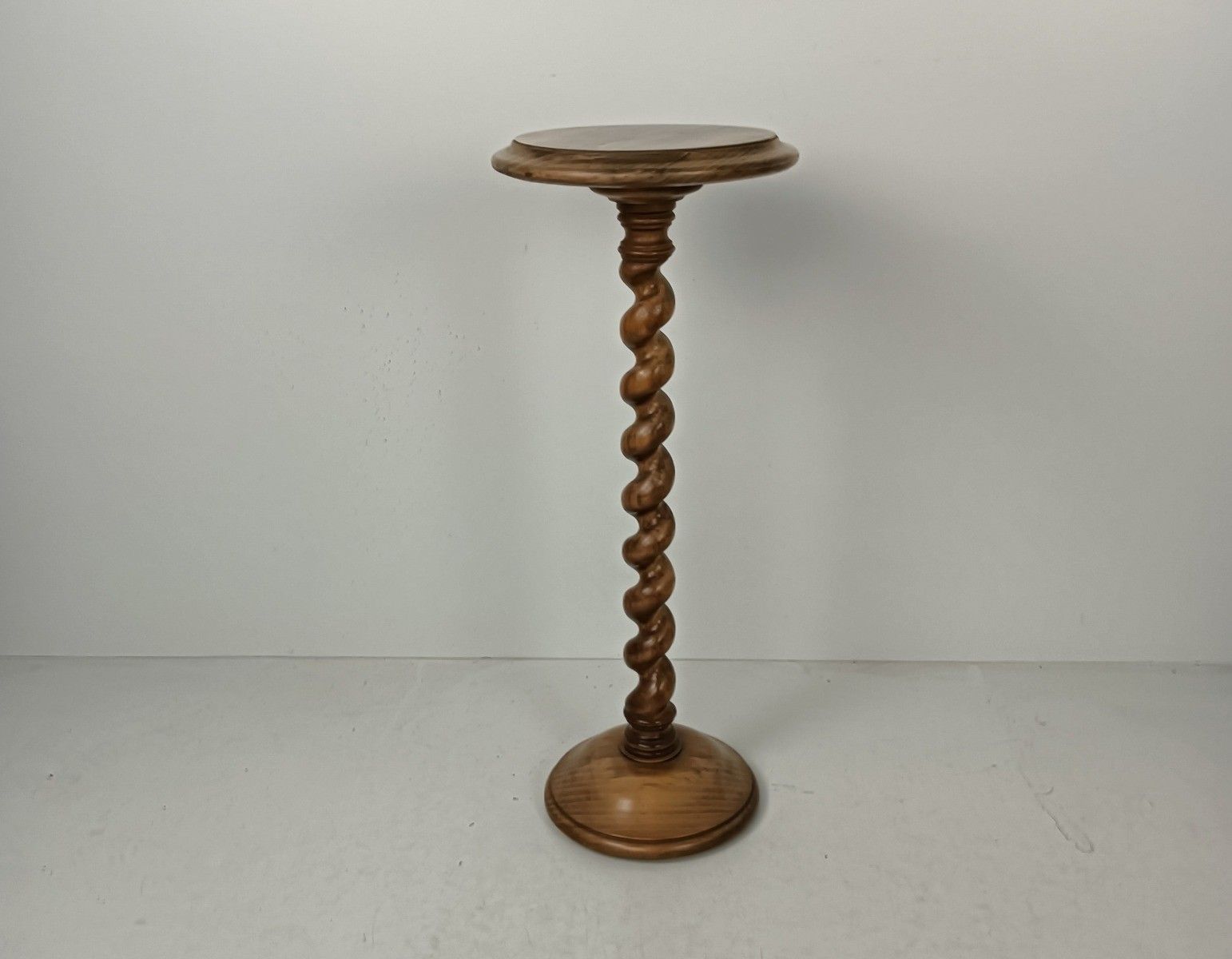 Large Barley Twist Vintage Carved Wood Pedestal Side Table Plant Stand Bonsai Ta photo furniture