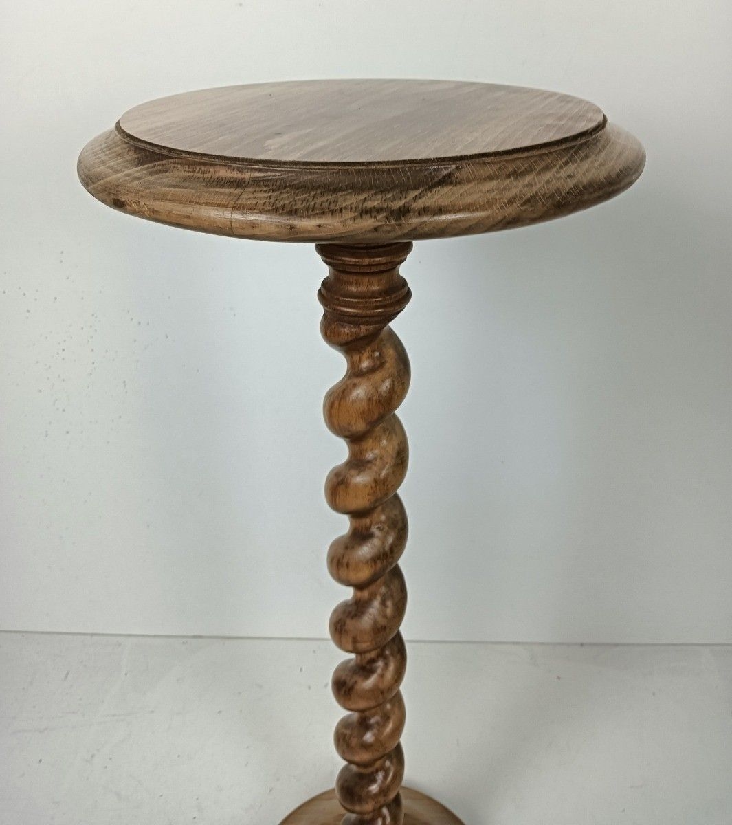 Large Barley Twist Vintage Carved Wood Pedestal Side Table Plant Stand Bonsai Ta photo for sale