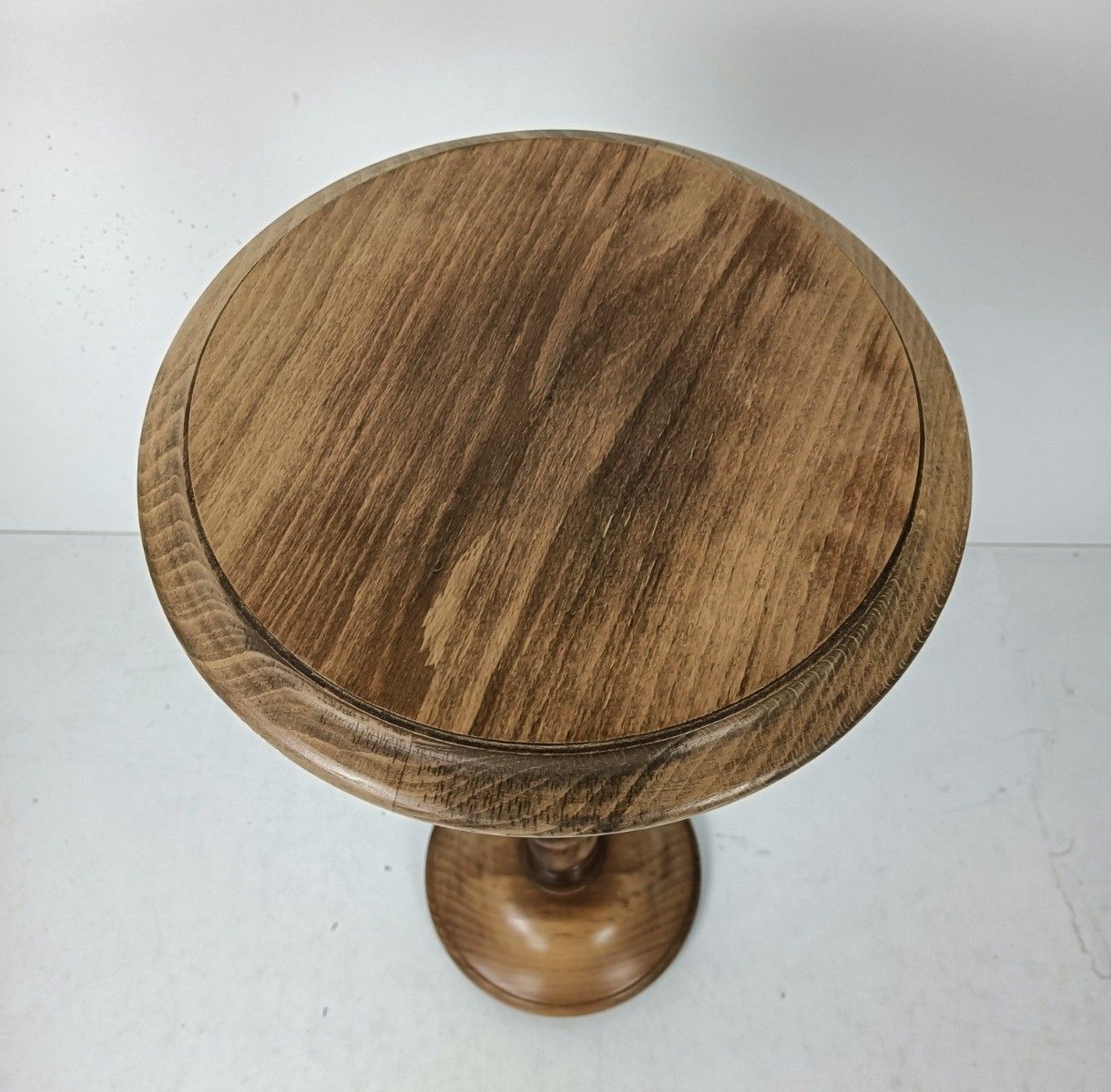 Large Barley Twist Vintage Carved Wood Pedestal Side Table Plant Stand Bonsai Ta photo vinterior