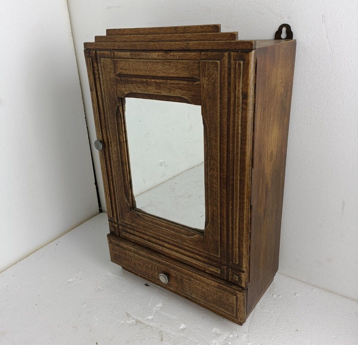 Large Medicine Apothecary Kitchen Bathroom Cabinet Antique Carved Wood Beautiful photo furniture