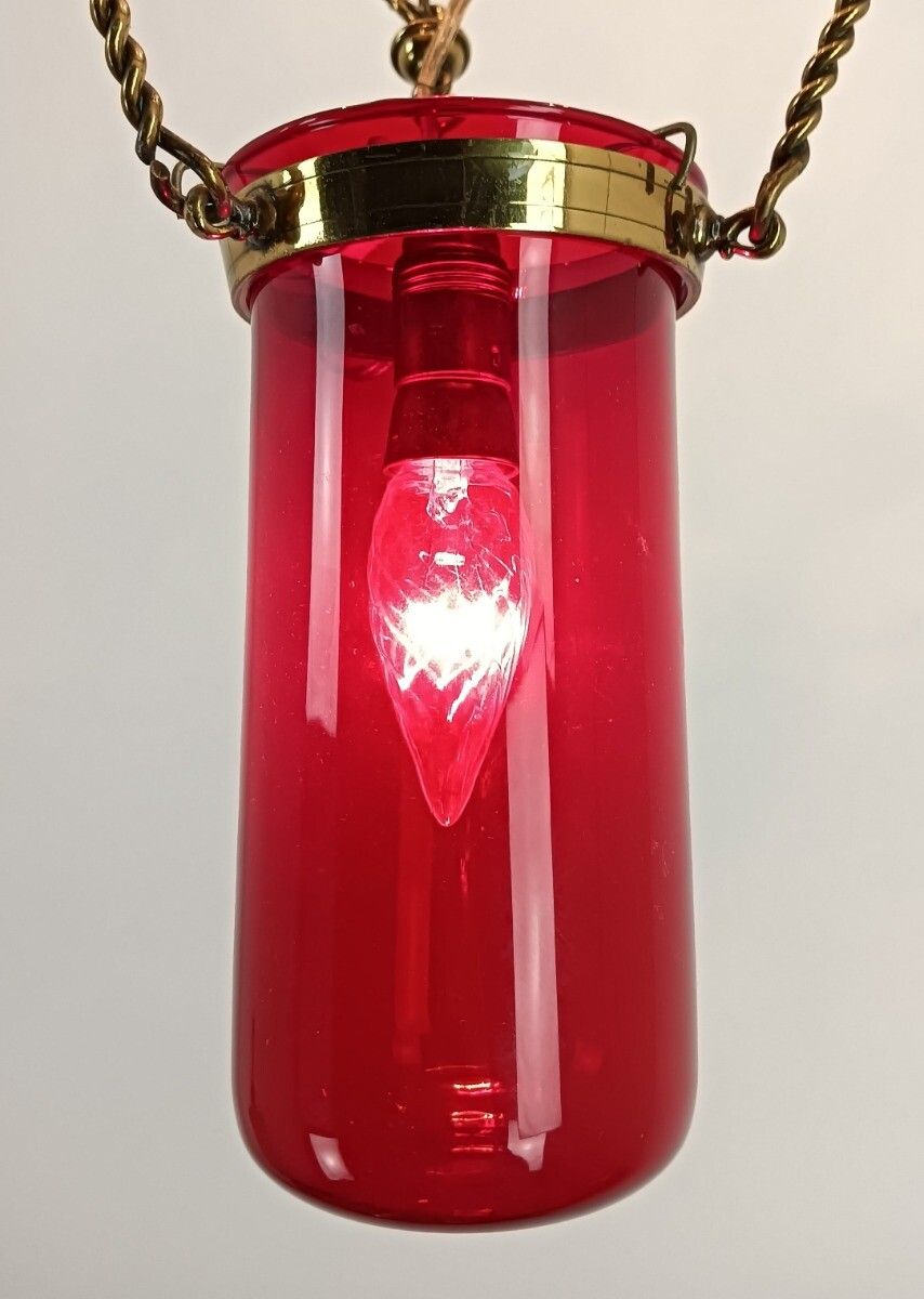 Gothic Antique Chandelier Bronze Art Glass Red 7 Lights Ornate Very Rare Wow photo Lighting