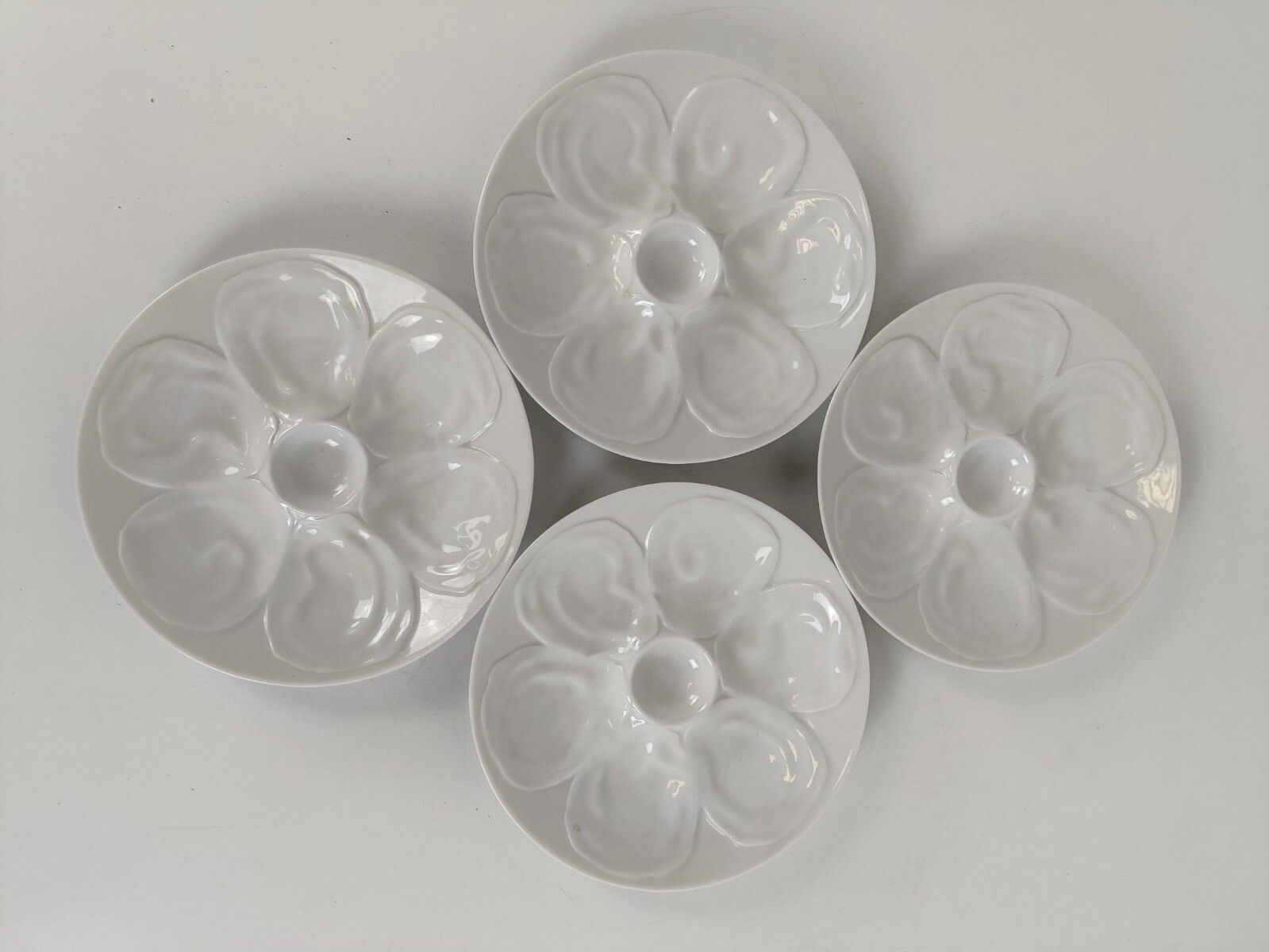 Set Of 4  Oyster Seafood Plates Porcelain White Germany Germany  Schonwald Vinta photo Home Decor