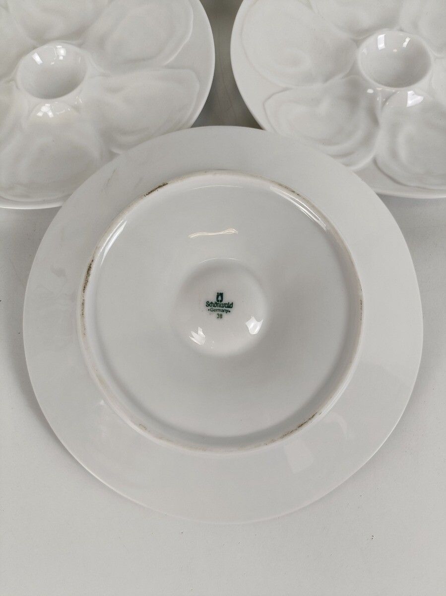 Set Of 4  Oyster Seafood Plates Porcelain White Germany Germany  Schonwald Vinta photo 81.0