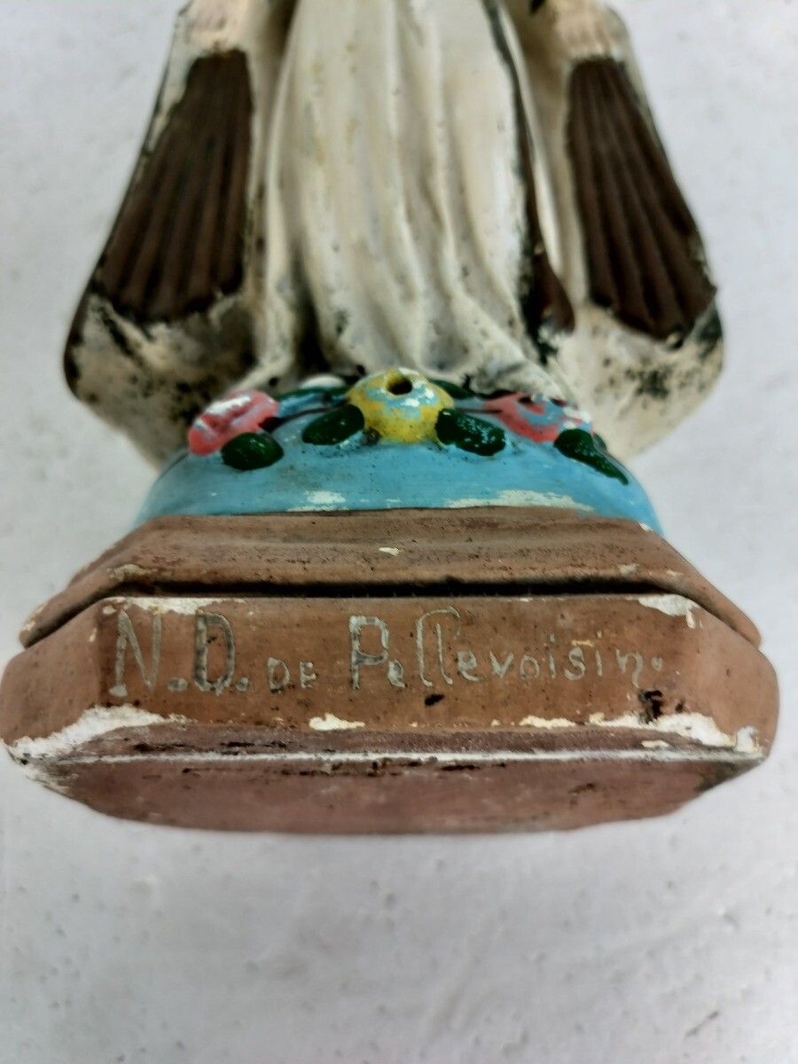 Statue Plaster Antique Notre Dame Pellevoisin Antique France Extremely Rare Coll photo vintage