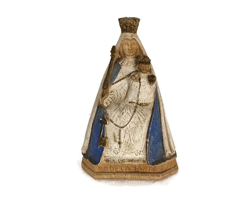 Black Madonna De La Sarte Virgin Mary Notre Dame With Key Resin Polychrome Rare