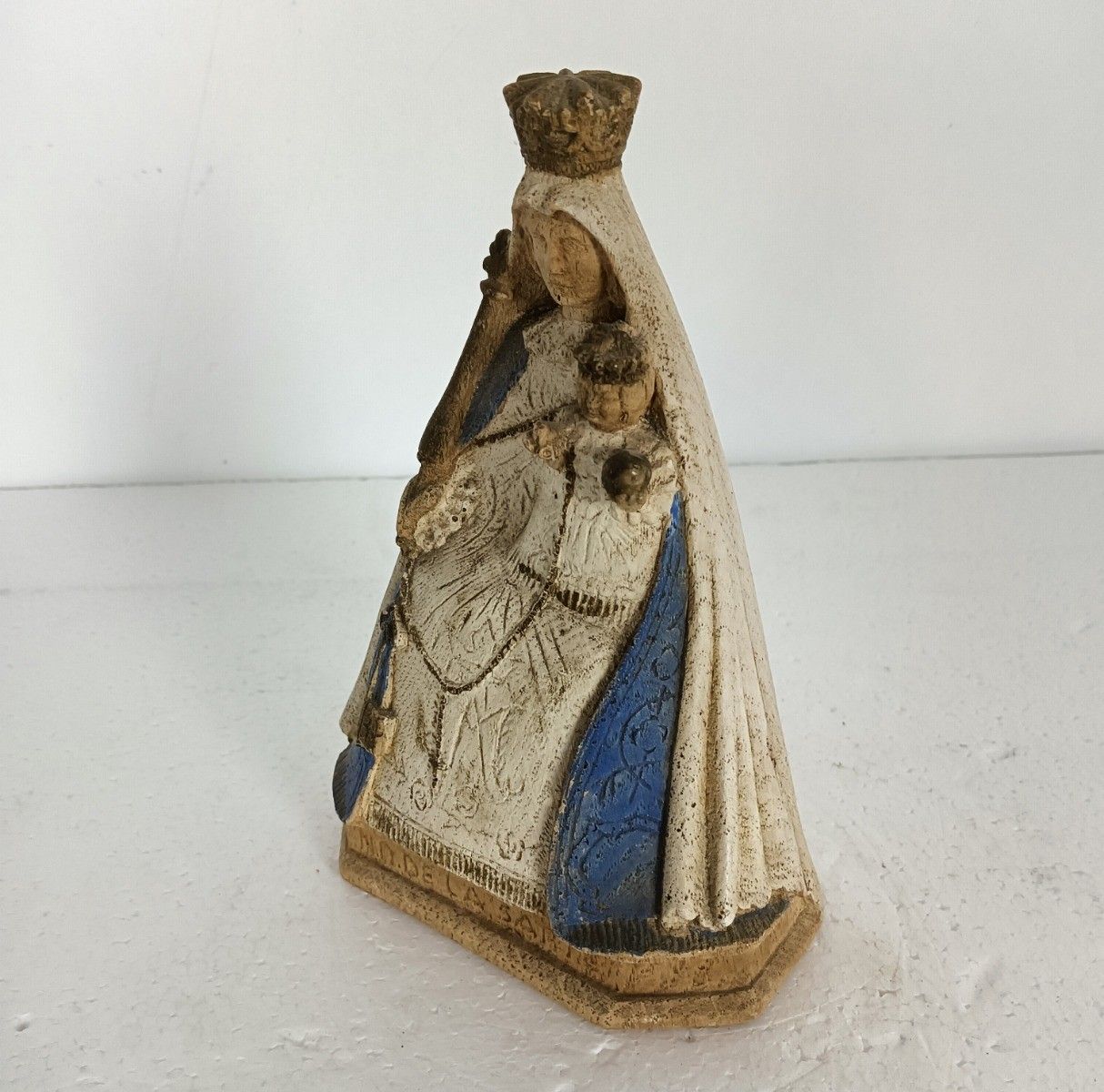 Black Madonna De La Sarte Virgin Mary Notre Dame With Key Resin Polychrome Rare photo furniture