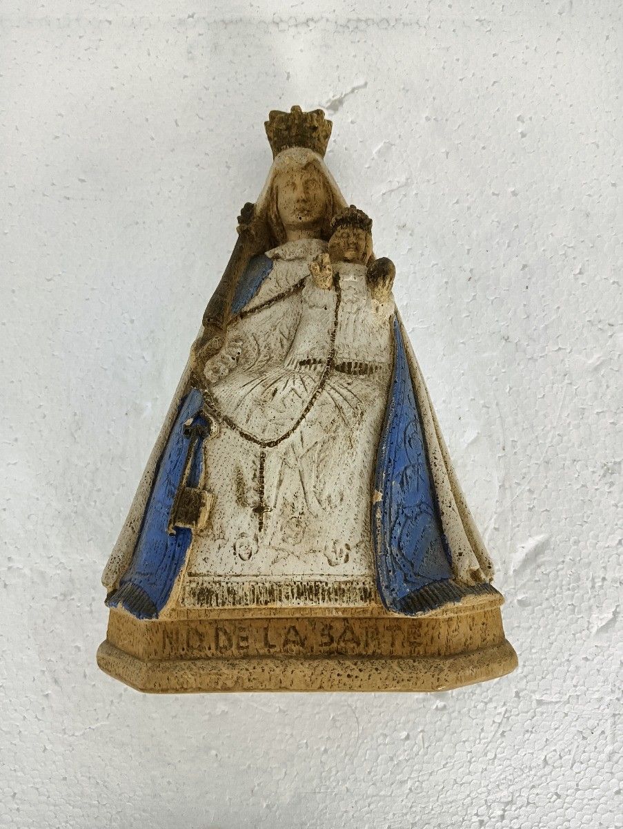 Black Madonna De La Sarte Virgin Mary Notre Dame With Key Resin Polychrome Rare photo vintage