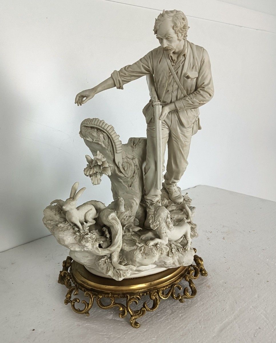 Large Group Figurine Porcelain White Hunt Italy Capodimonte Sandro Maggioni Vint photo Home Decor