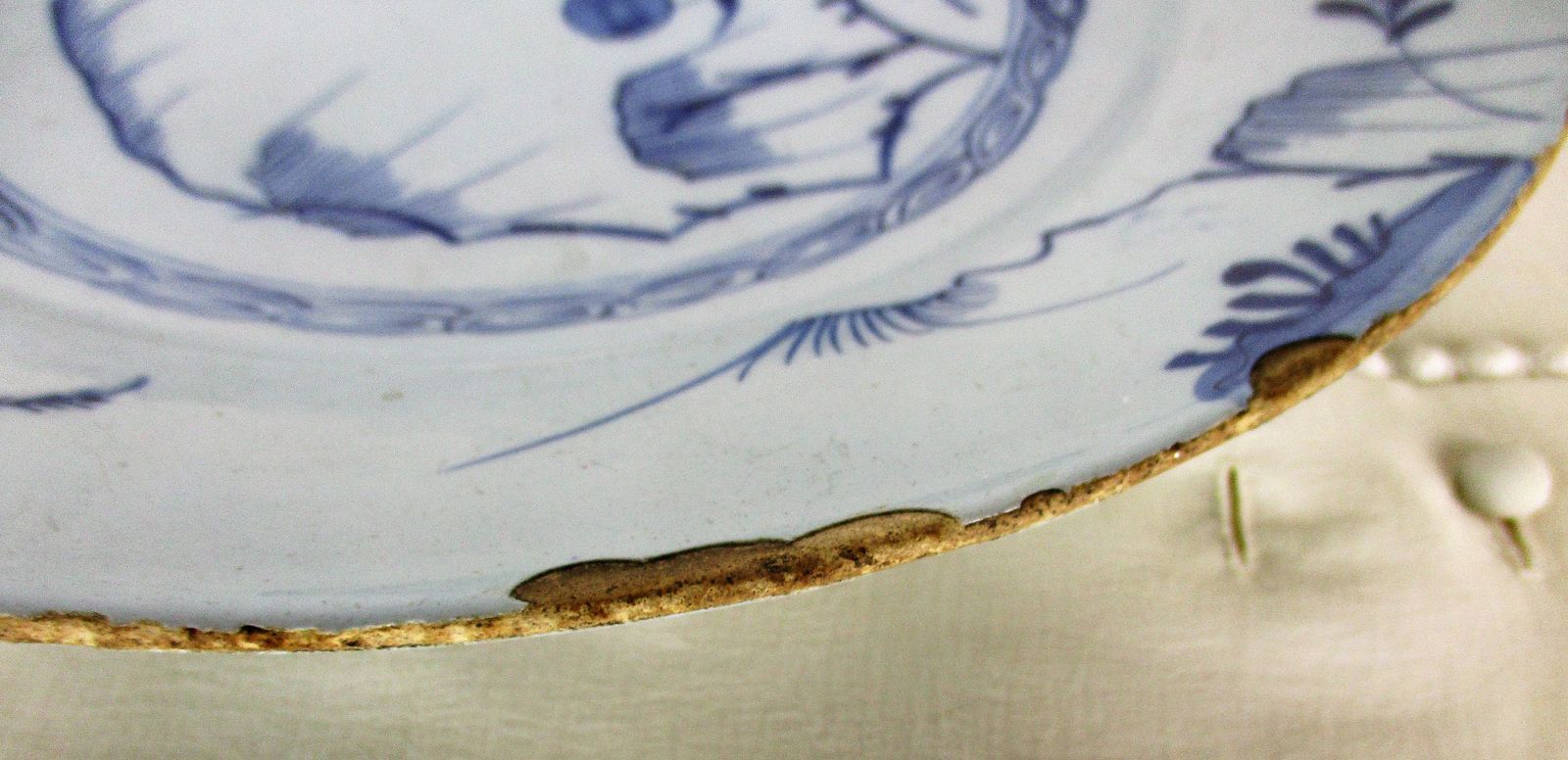 Antique 19th Century Large Delft Wall Hanging Charger Plate Blue White Flower photo 186.0