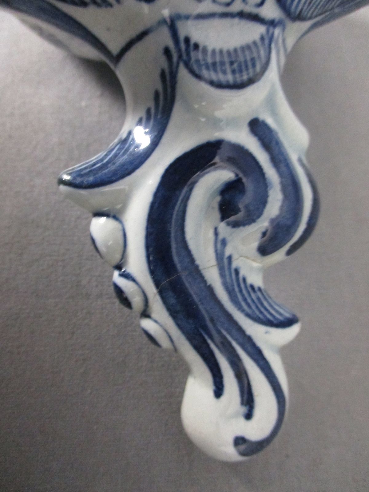 photo for sale 3 Pcs Delft Blue Pottery Garniture Set 2 Trumpet Vases Matching Covered Urn
