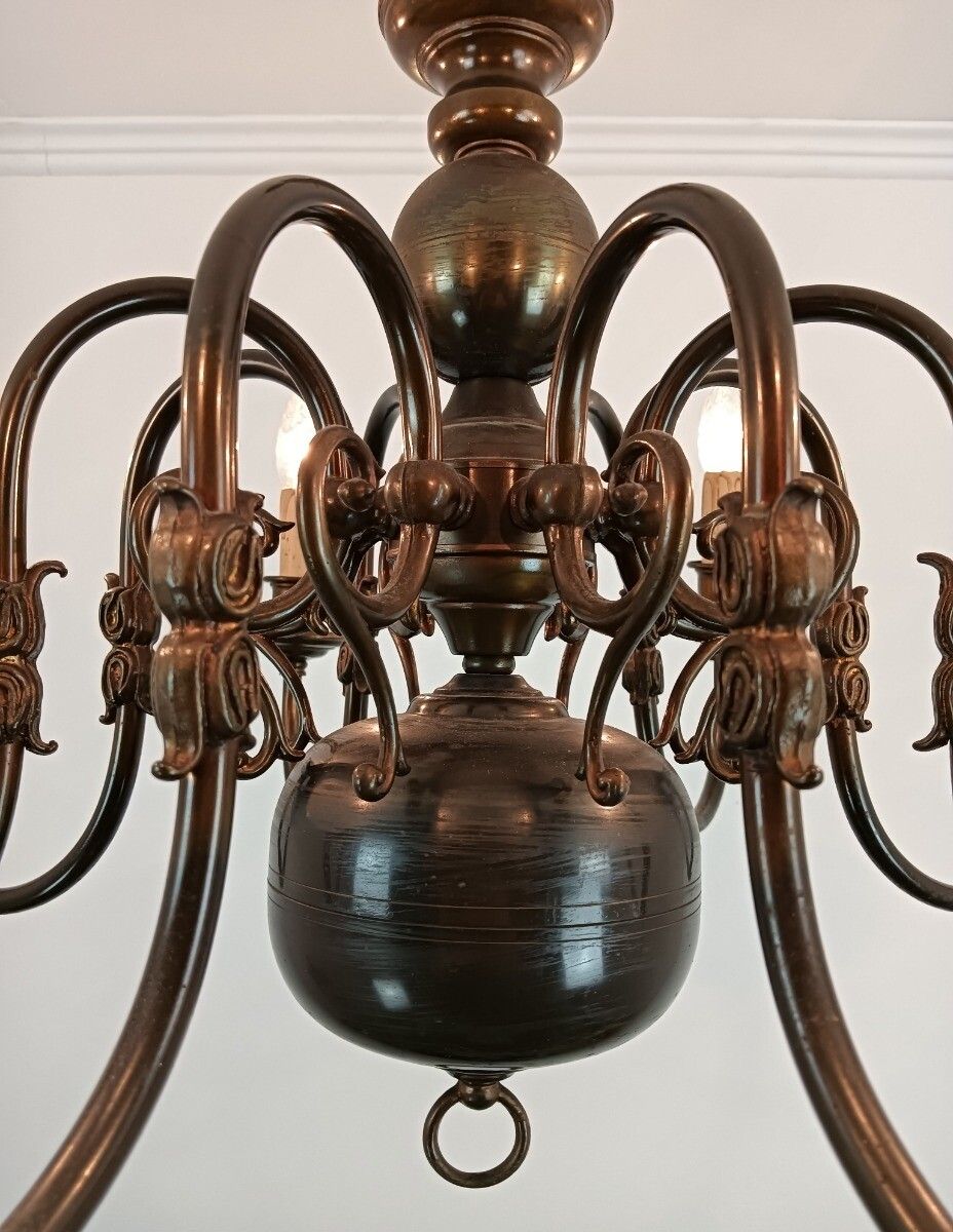Flemish Dutch Brass Chandelier Eagles 8 Lights Vintage Barn Farmhouse Country St photo buy