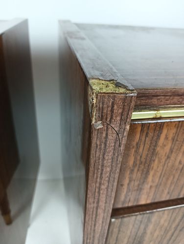 Pair Couple Vintage Nightstands End Tables Mid Century Modern Wood Retro  Brown photo Furniture