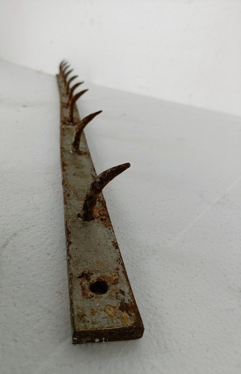 Xl Antique French Butcher Rack Iron  Hooks Primitive Industrial Kitchen Rustic photo Furniture