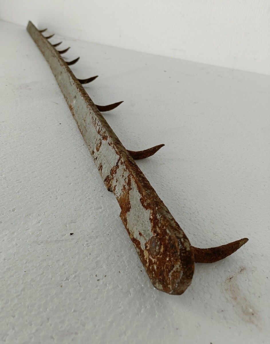 Xl Antique French Butcher Rack Iron  Hooks Primitive Industrial Kitchen Rustic photo vinterior