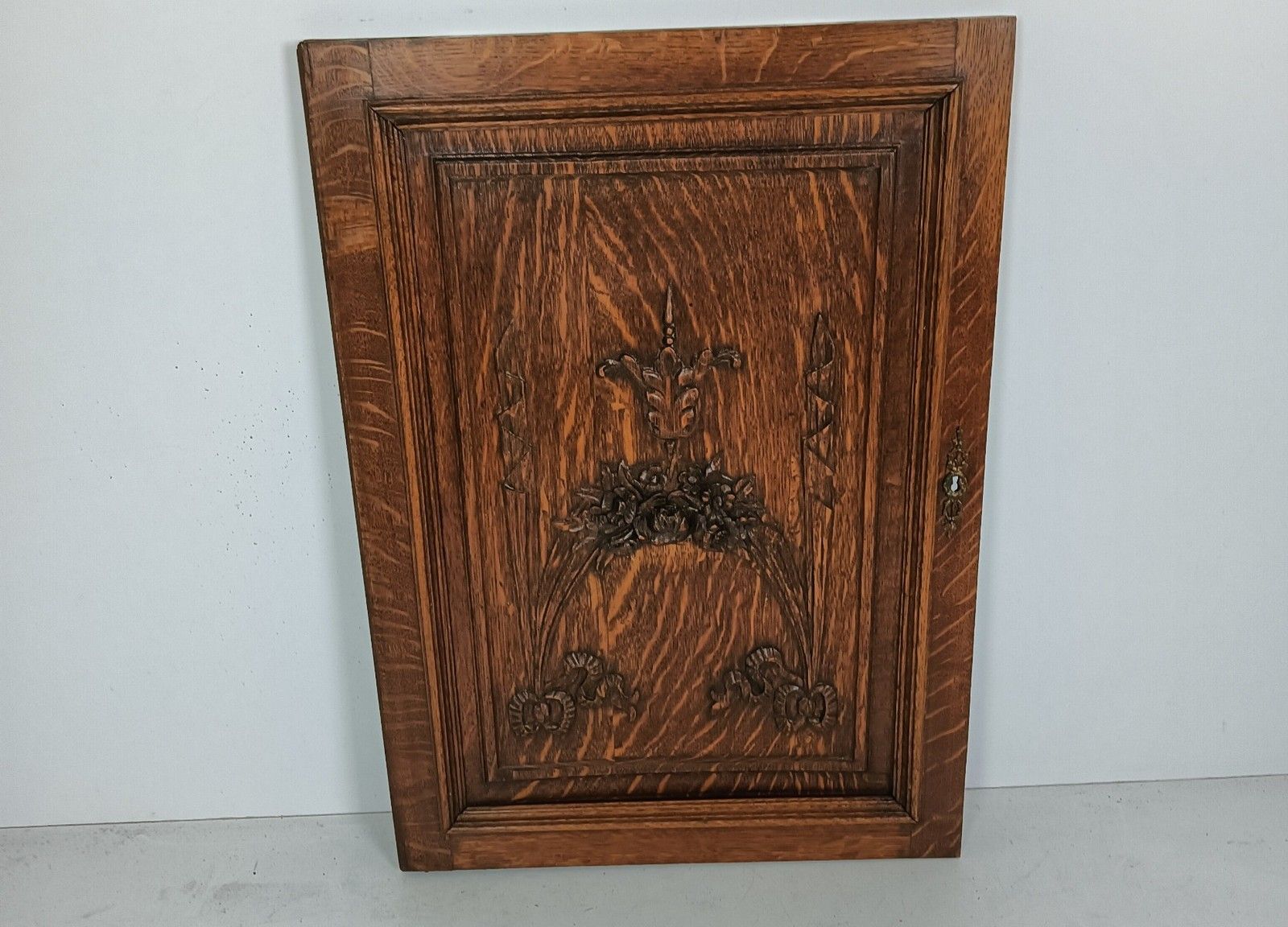 Carved Wooden Door Panel Ornate Bows Reclaimed Cabinet Architectural Antique photo 81.0