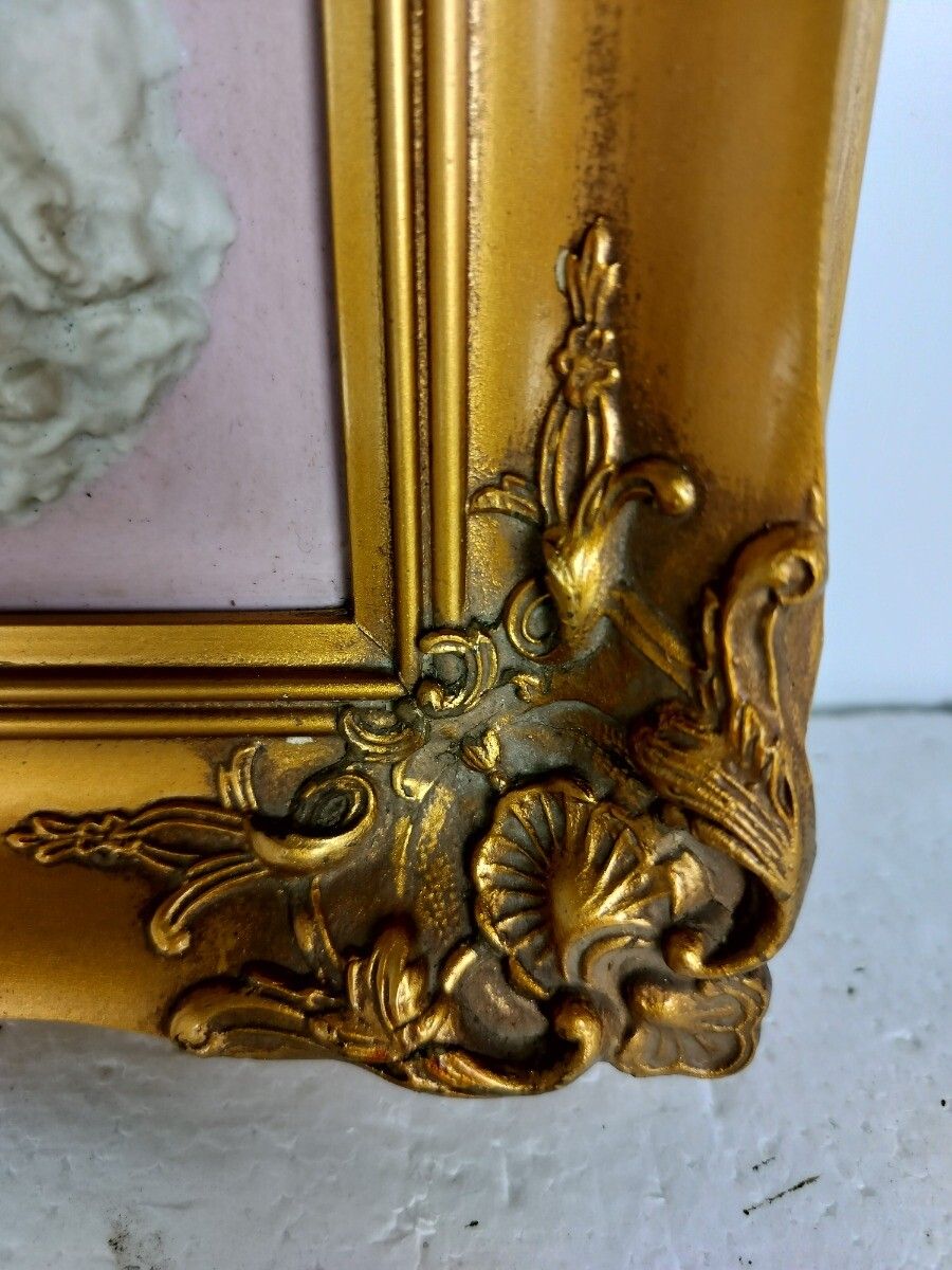 Vintage Wall Hanging Porcelain Art Scene Framed Meissen Germany 3d Bas Relief photo vinterior