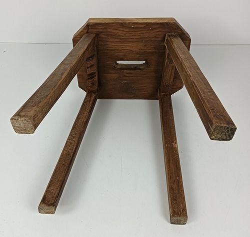 photo for sale Funky Antique Milking Stool Plant Stand Pedestal Carved Wood, France Rustic Side