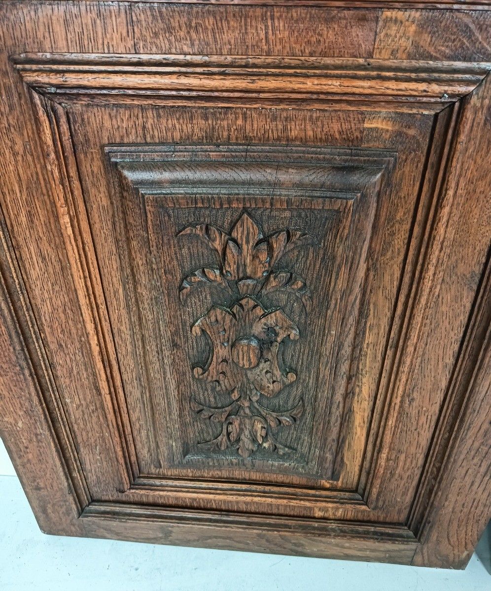 Pair Antique Hand Carved Wood Door Panels Reclaimed Architectural Flower Baskets photo vinterior