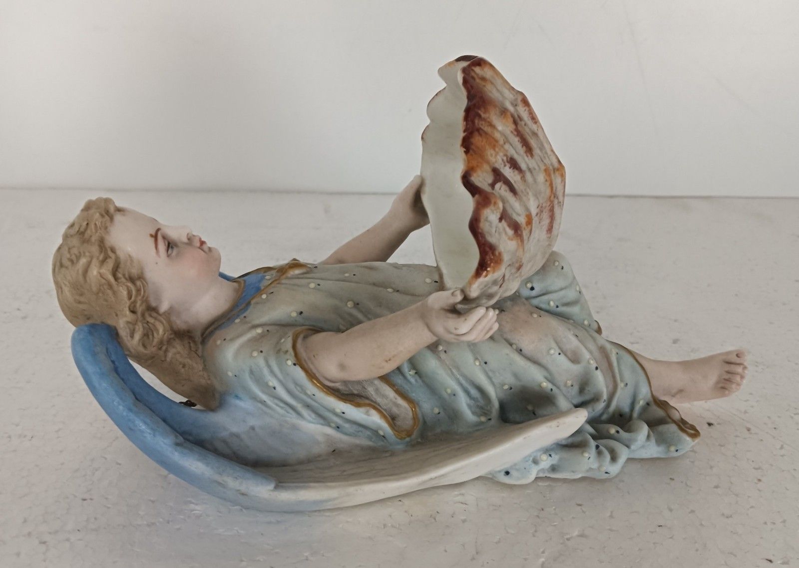 Large Holy Water Font Vessel Antique Marked M&L Angel Wall Hanging Christianity photo vinterior