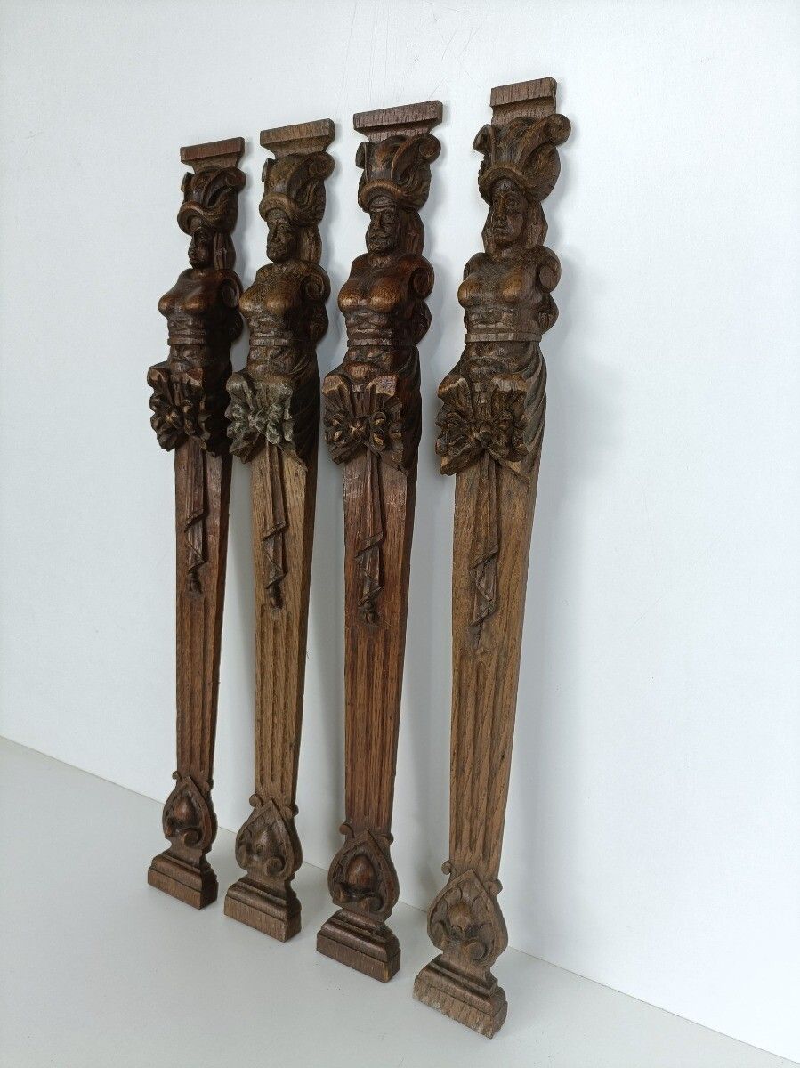 French Breton Style 4 Corbels Hand Carved Wood Panels I Architectural Reclaimed photo furniture