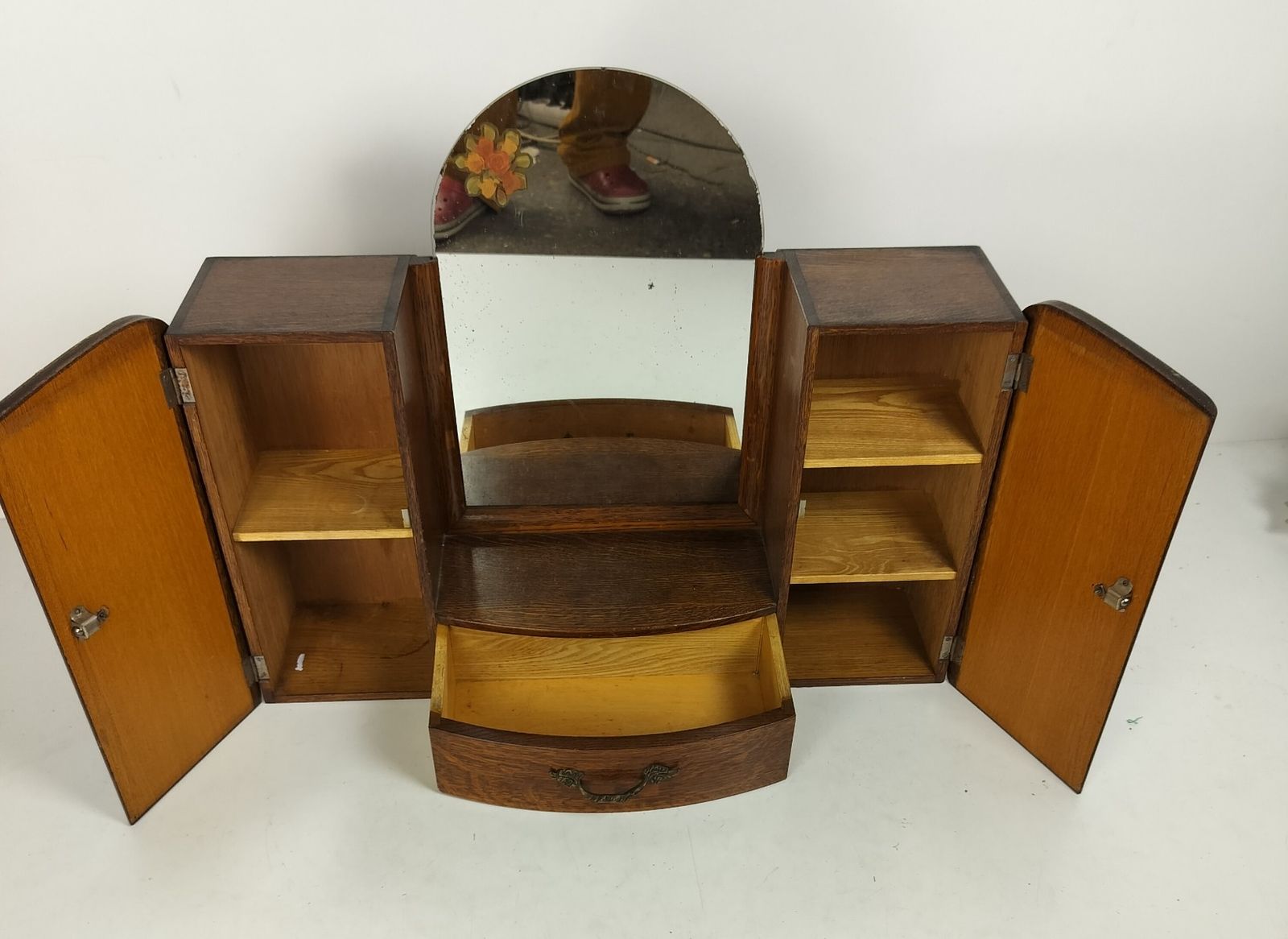 Art Deco Double Antique Hanging Medicine Apothecary Cabinet Kitchen Bathroom Sha photo vintage
